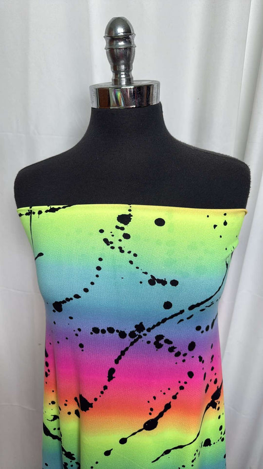 Rainbow Ombre Splatter - Double Brushed Poly Spandex - 2 Yard Cut