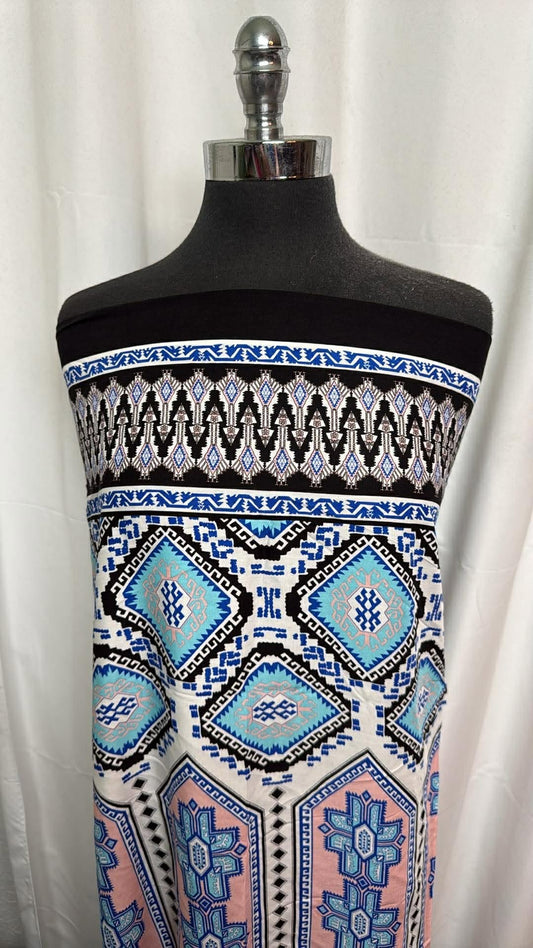 Geometric - Double-Border Rayon Challis - 2 Yard Cut