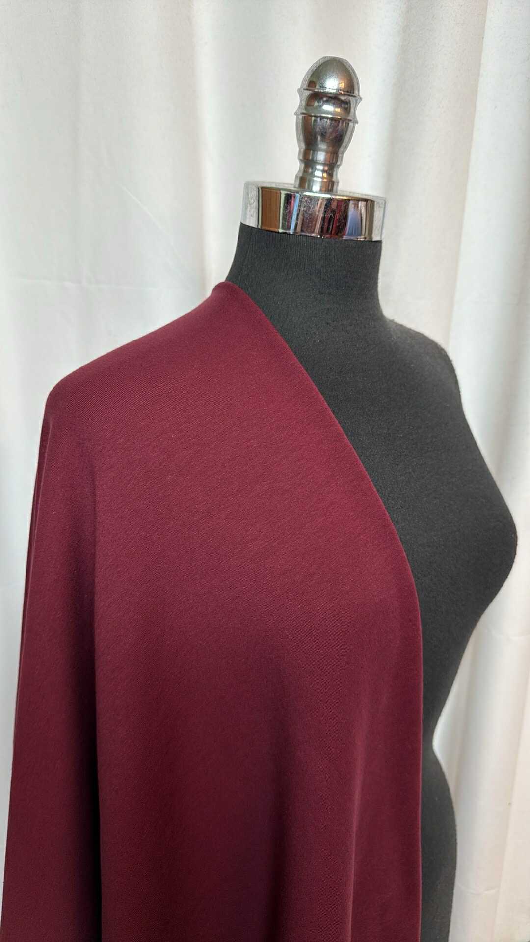 Burgundy - Cotton/Spandex French Terry - By the Yard