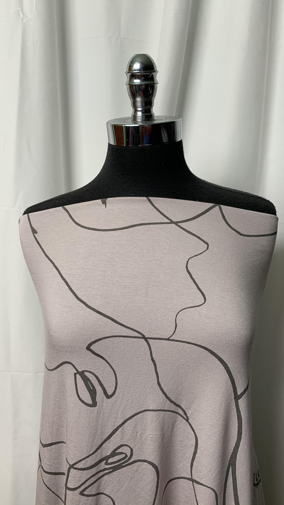 Silver Lined Faces - Bamboo/Cotton/Spandex - 2 Yard Cut