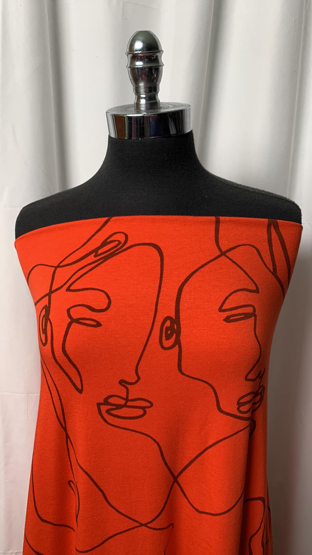 Tomato Lined Faces - Bamboo/Cotton/Spandex - By the Yard