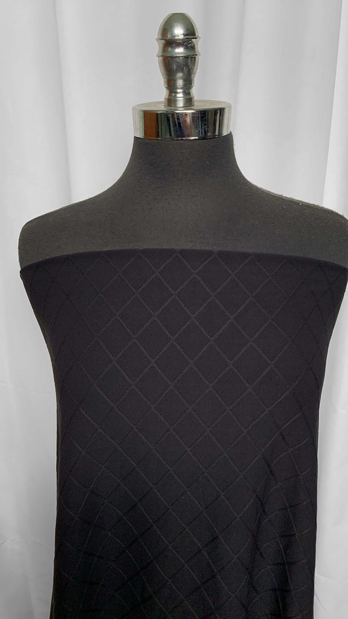 Black Faux Quilted- Supplex Nylon Spandex - 2 Yard Cut