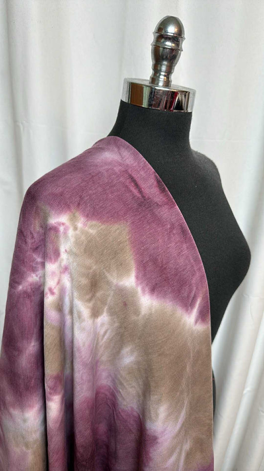 Purple/Brown Tie Dye - Brushed PRS French Terry - 2 Yard Cut