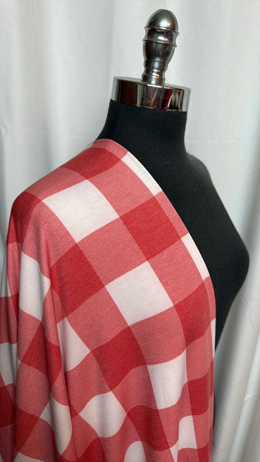 Red/White Plaid - PRS French Terry - 2 Yard Cut