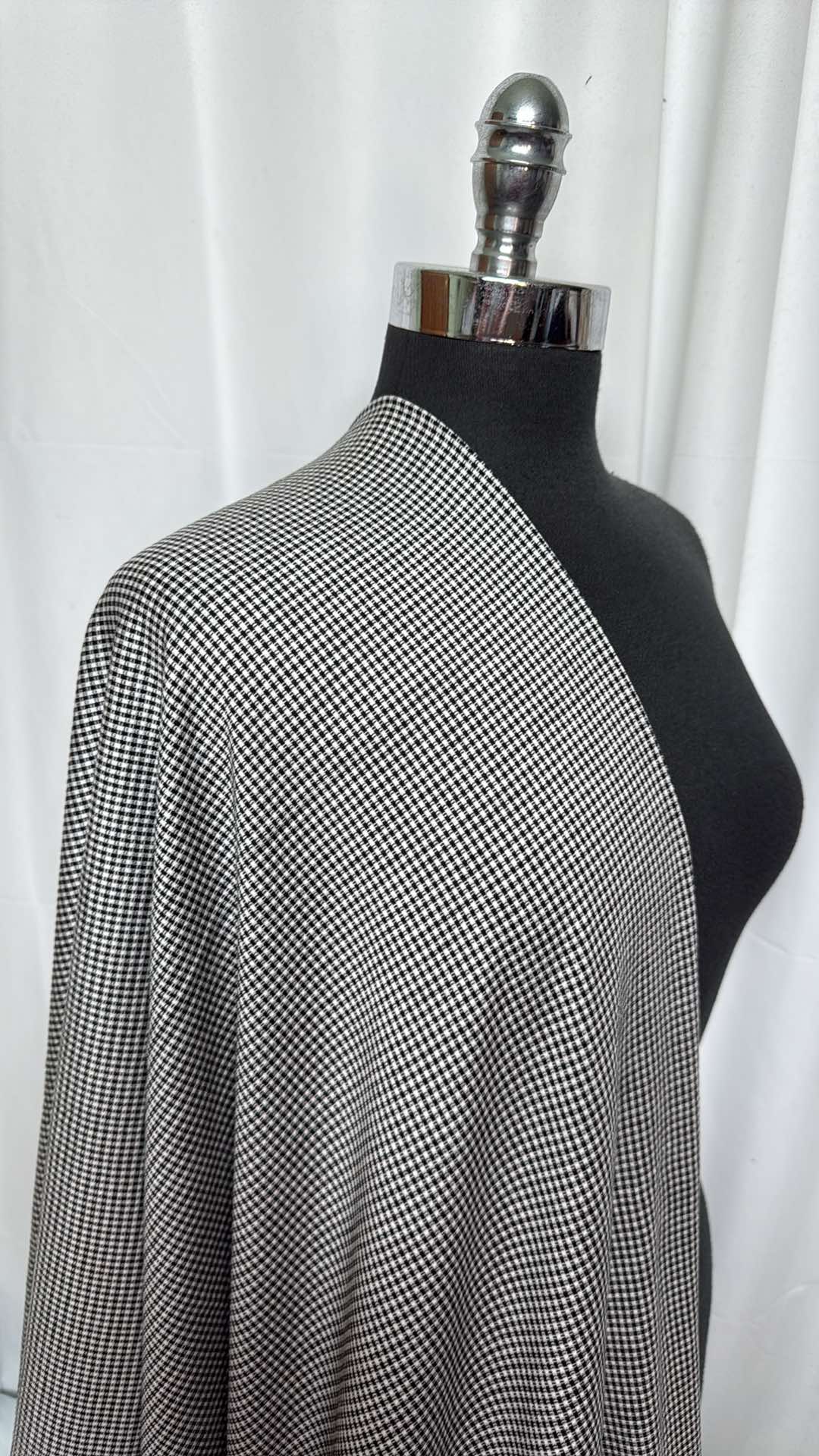 Black/White Tiny Check - PRS French Terry - 2 Yard Cut