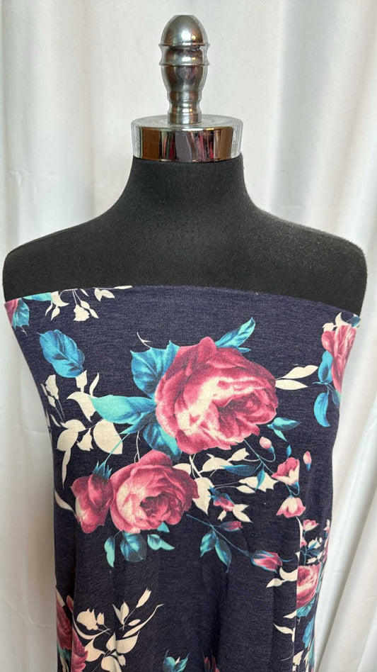 Navy Floral - PRS French Terry - 2 Yard Cut