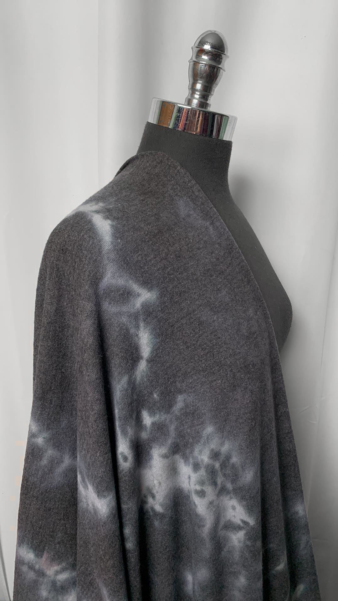 Charcoal Tie Dye - Brushed Hacci Sweater Knit - 3 Yard Cut