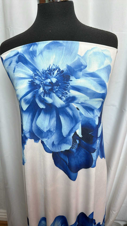 Blue Bands of Flowers - Venezia - 2 Yard Cut