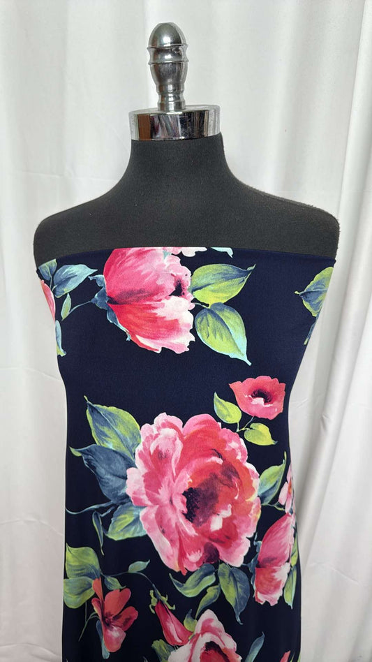 Navy Floral - ITY - 2 Yard Cut