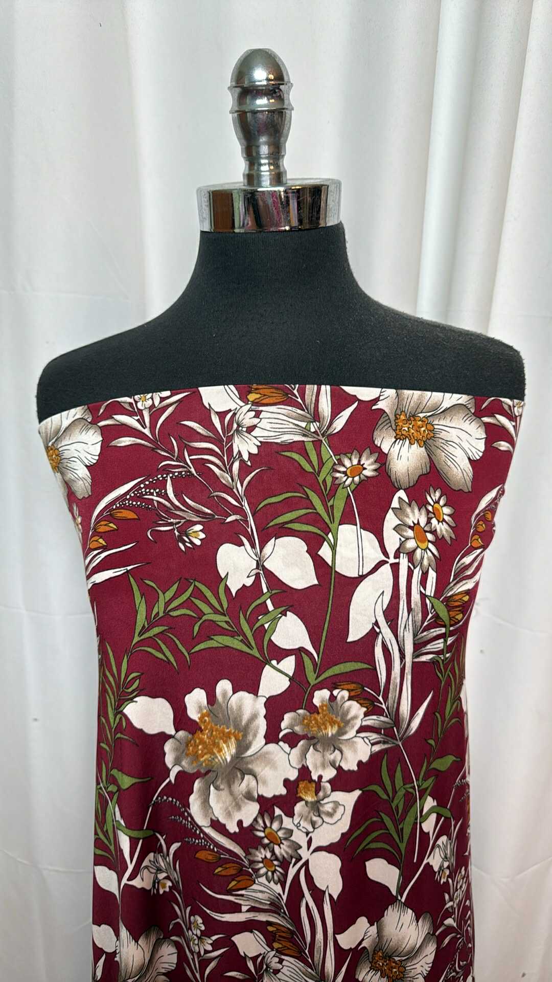 Burgundy Floral - Venezia - 2 Yard Cut
