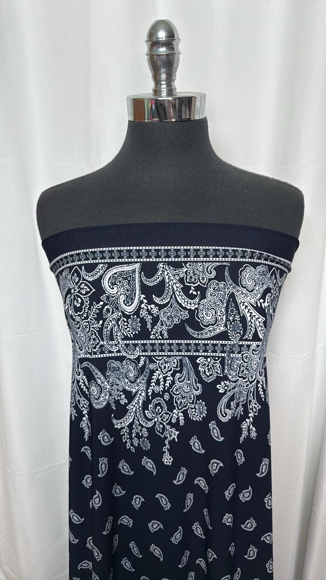 Navy Paisley Double-Border - Bulgari - 2 Yard Cut