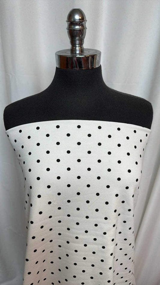 Ivory w/Black Dots - Nylon Ponte - By the Yard