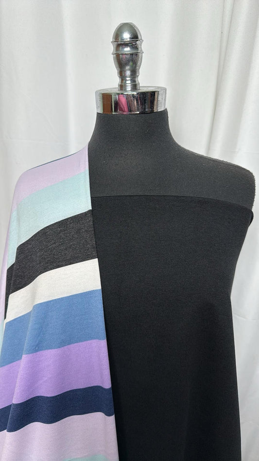 BLACK/WIDE STRIPE BUNDLE : 1YD Black Peached PF & 2YD Wide Stripe PRS FT : A27110