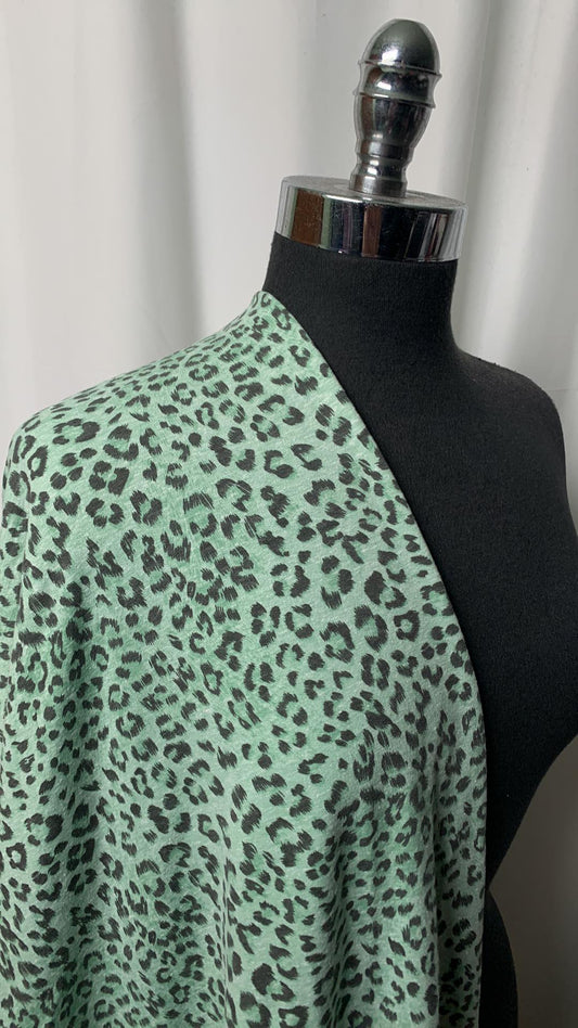 Mint Leopard - Triblend French Terry - 2 Yard Cut