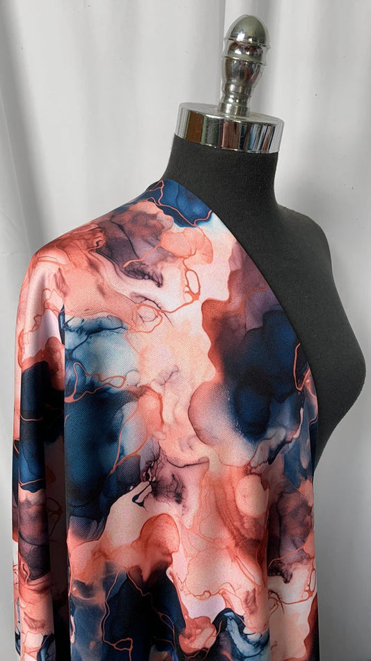 Navy/Rose Gold Acid Ink - Sport Fleece - 3 Yard Cut