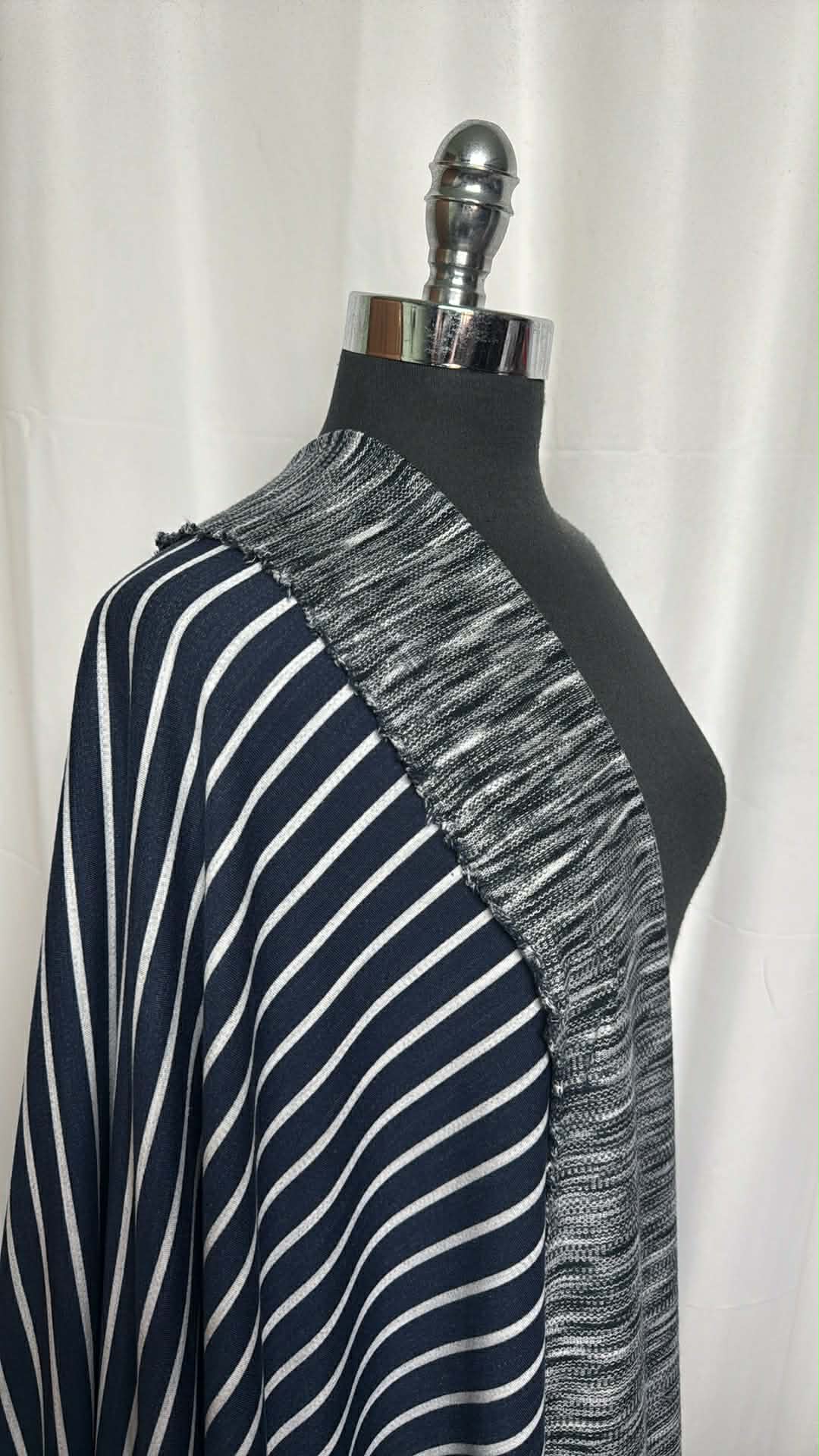 Navy/Ivory Stripe - 2-Faced PRS French Terry - 2 Yard Cut