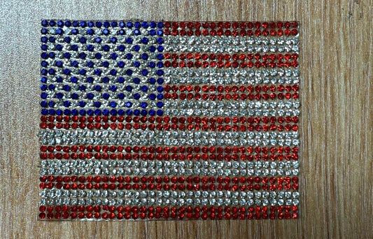 American Flag - IRON-ON Crystal Bling Patch - Sold Individually
