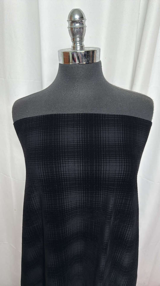 Black  Plaid - Flocked Performance - 2 Yard Cut