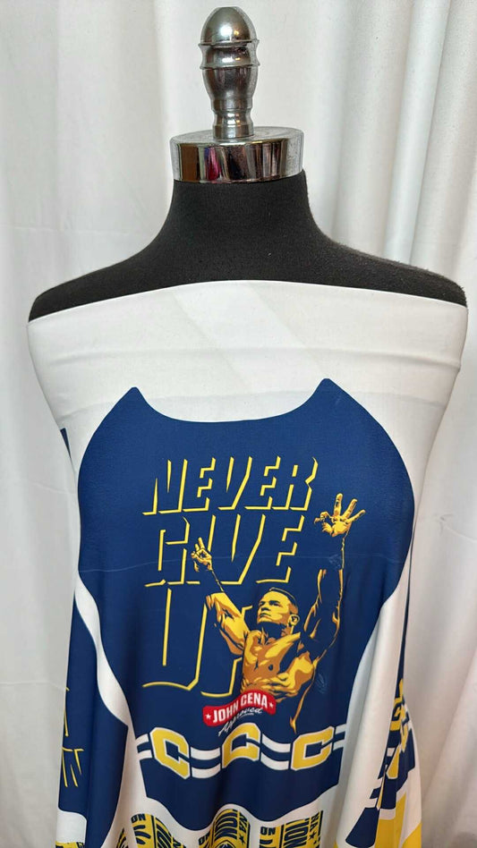 Navy/Yellow/White John Cena - Nylon/Spandex Swim Yardage & Panels - 7 Yards