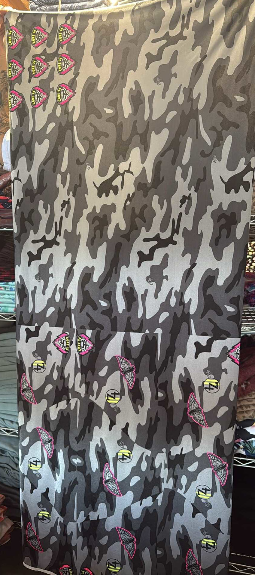 Camo with Emblems - Nylon/Spandex Swim Panels - 28" Panel