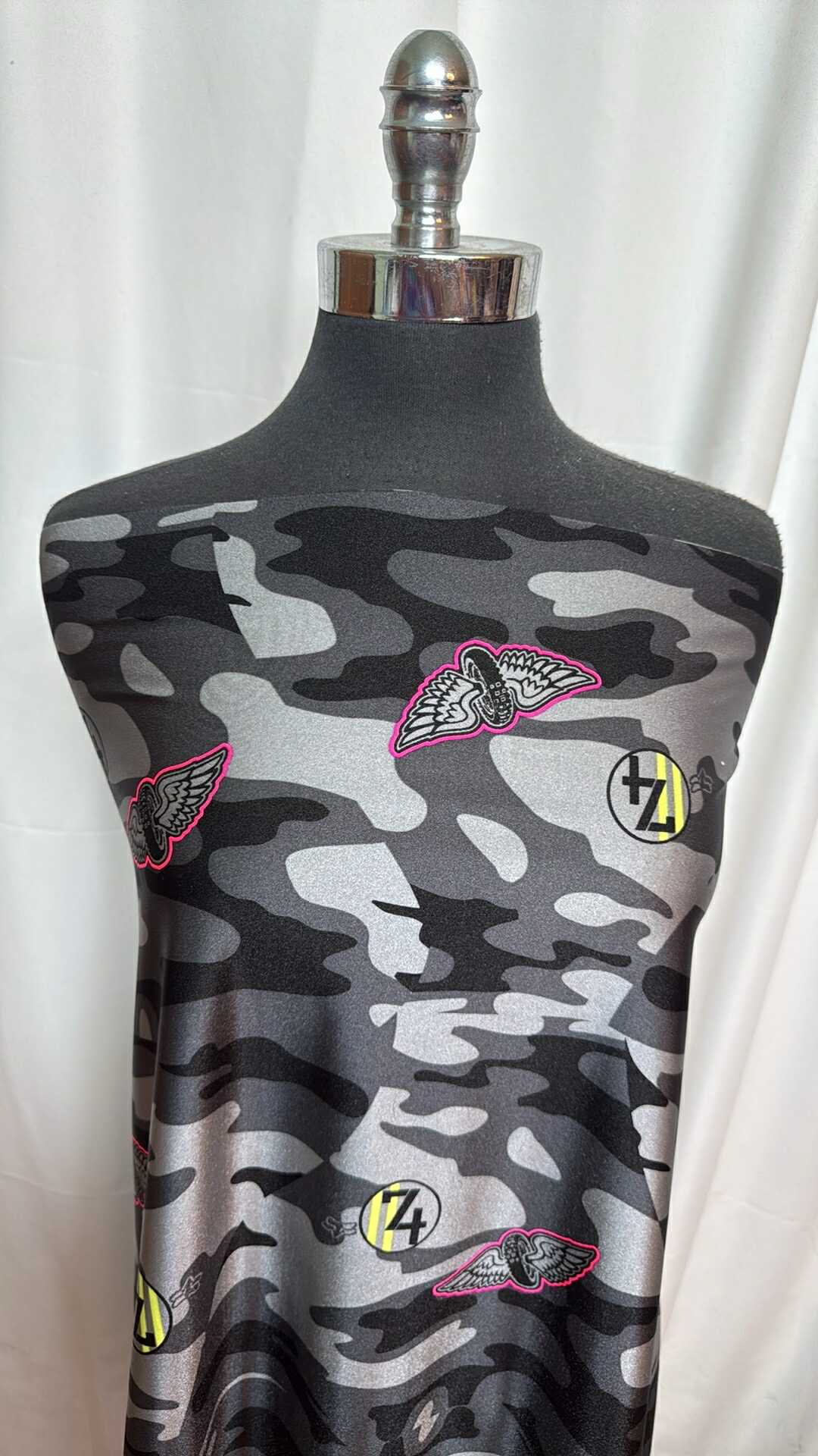 Camo with Emblems - Nylon/Spandex Swim Panels - 28" Panel