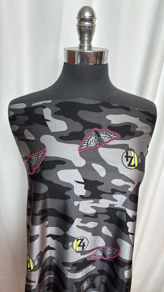 Camo with Emblems - Nylon/Spandex Swim Panels - 28" Panel