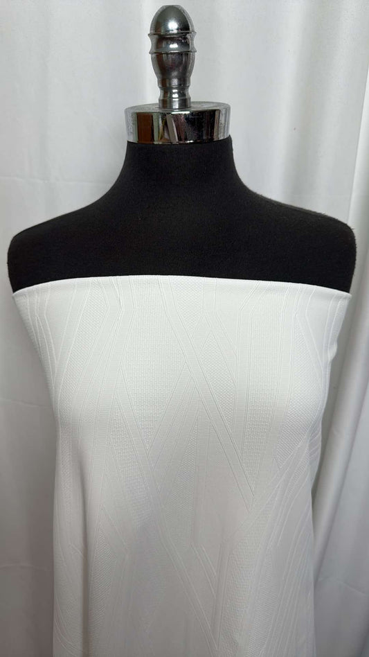 White Geo - Jacquard Nylon/Spandex Performance - 2 Yard Cut