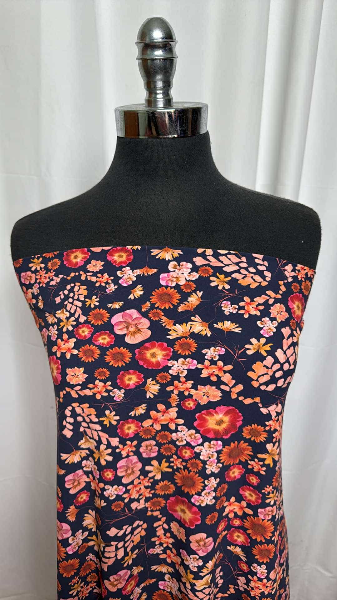 Navy Floral - Top-Weight Performance (Brushed-Face) - 2 Yard Cut