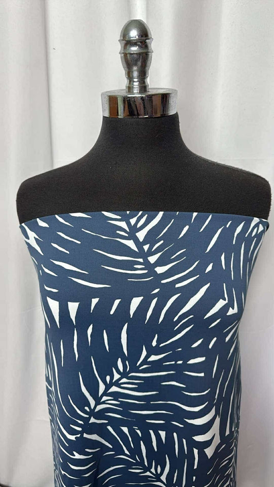Navy Big Leaves - Supplex - 2 Yard Cut