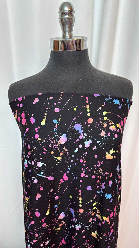 Splatter on Black - Single-Brushed Performance - By the Yard