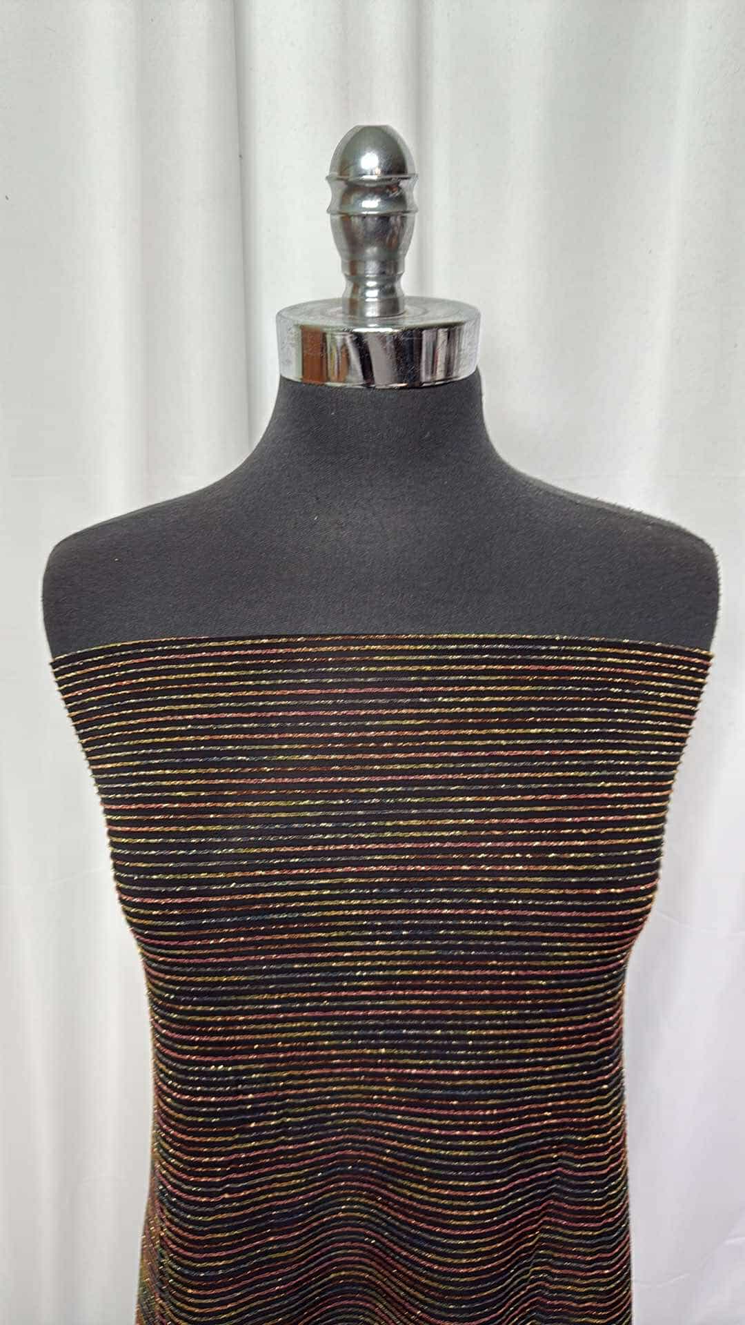 Black/Multi Stripe - Poly/Spandex w/Lurex - 2 Yard Cut