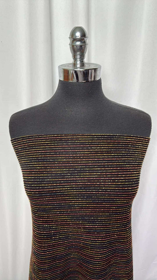 Black/Multi Stripe - Poly/Spandex w/Lurex - 2 Yard Cut