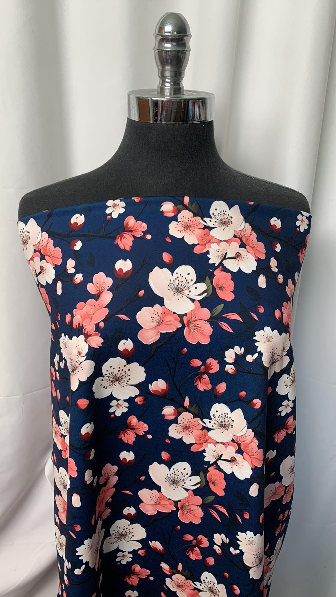 Navy Blossoms - Peached Performance - 3 Yard Cut