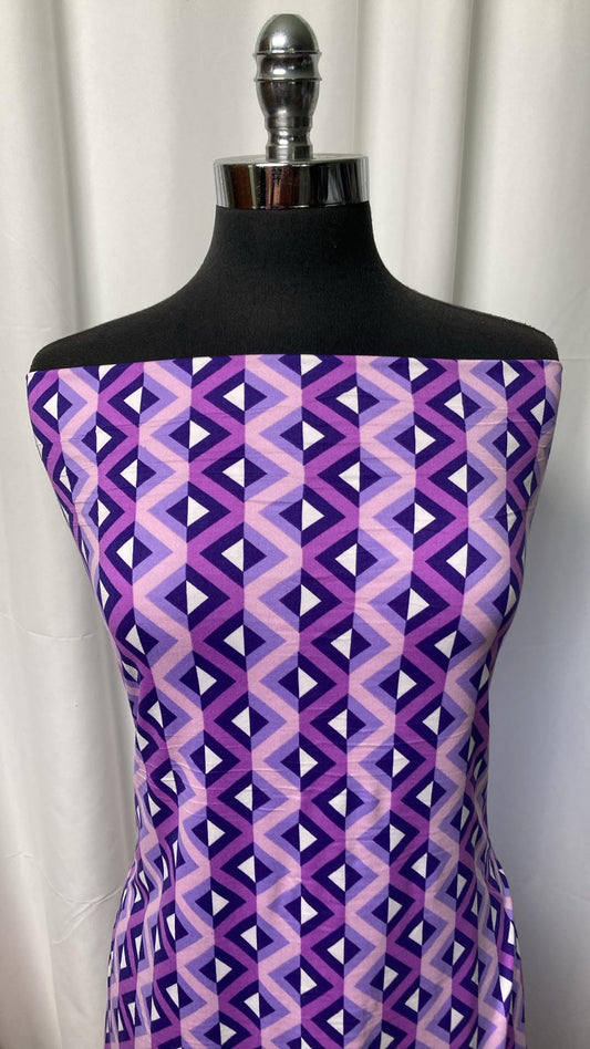 Purple Geo - Double Brushed Poly Spandex - 2 Yard Cut