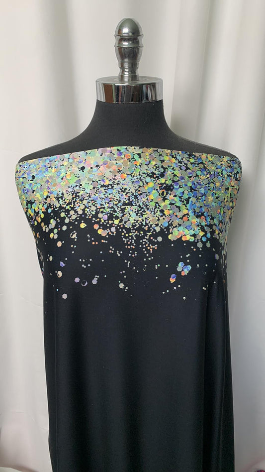 Single Border Confetti on Black - Peached Performance - 3 Yard Cut
