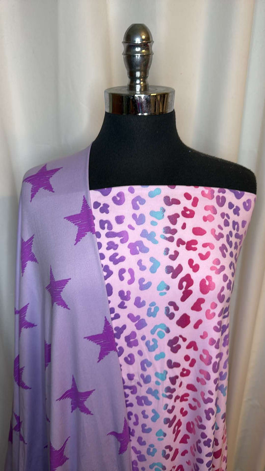 LEOPARD/STAR BUNDLE : 2YD Pink Leopard DBP & 2YD Lilac Star DBP : A26686