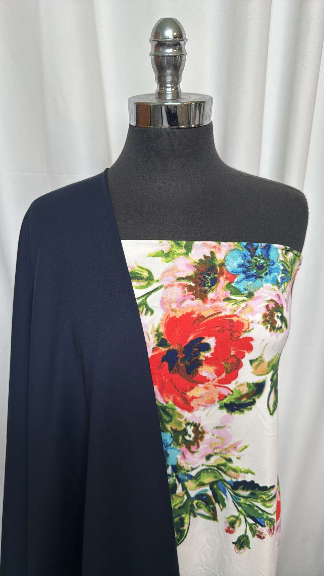 NAVY/IVORY FLORAL BUNDLE : 2YD Ivory Floral DBP & 2YD Navy Yoga PF : A26282