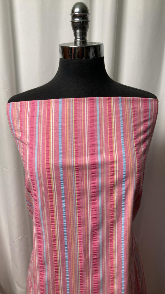 Pink/Multi Stripe - Cotton Woven - By the Yard