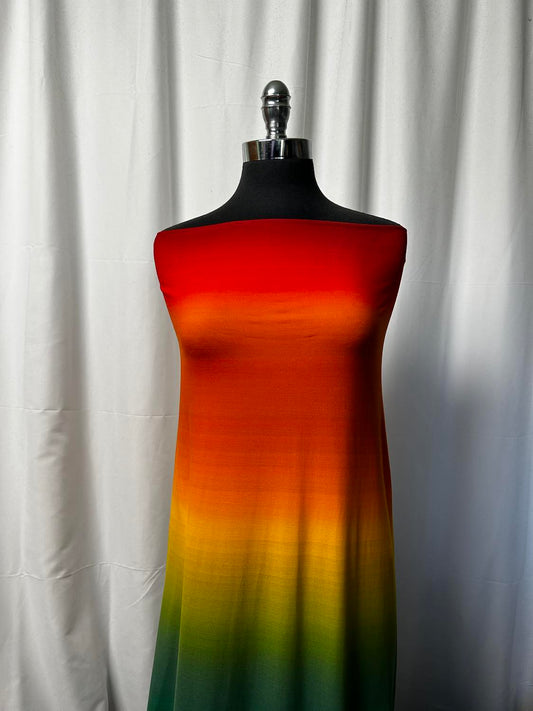 Red/Green Ombre - Double Brushed Poly Spandex - 2 Yard Cut