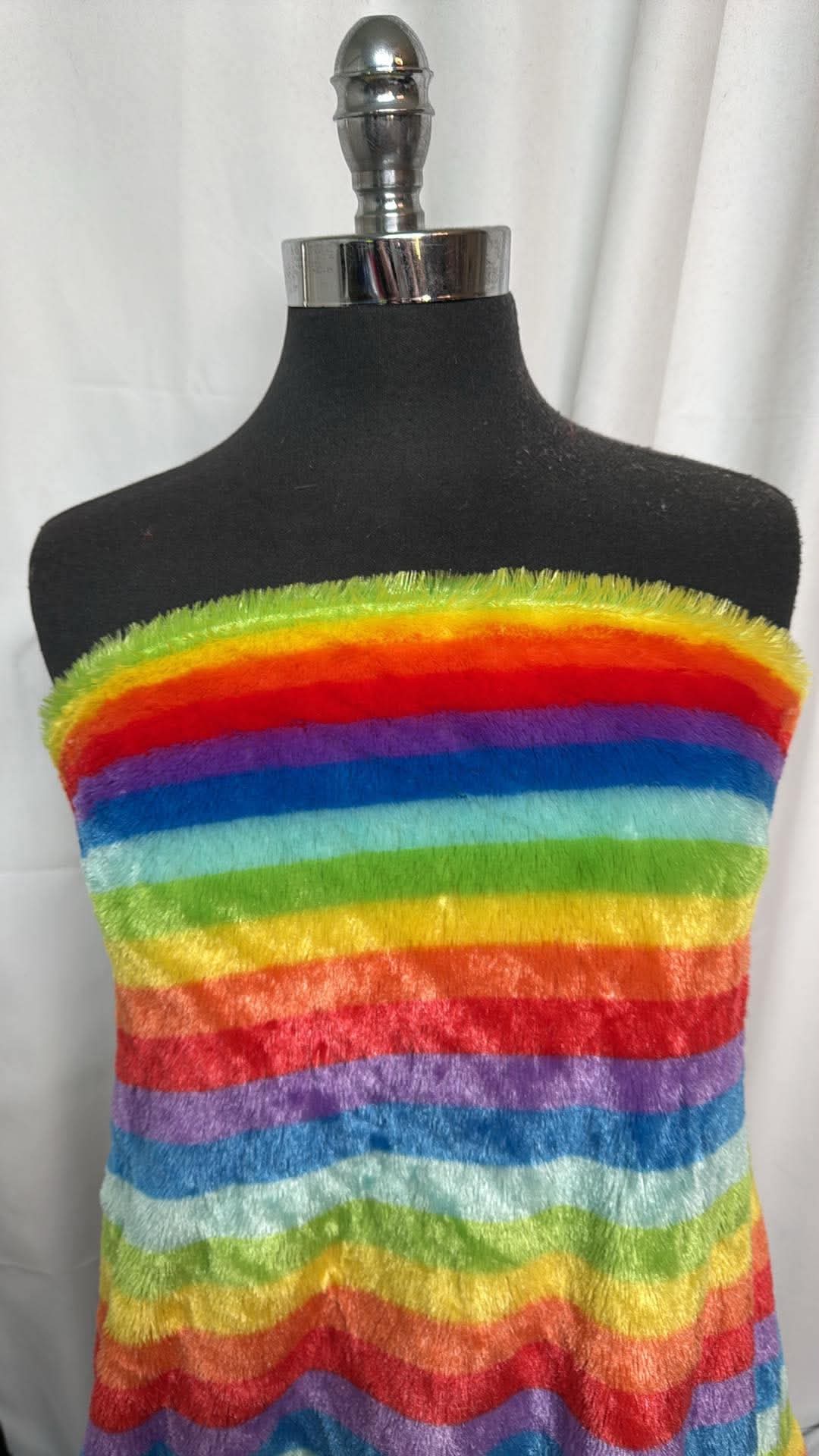 Rainbow Stripe - Fur (Very Soft!) - 2 Yard Cut
