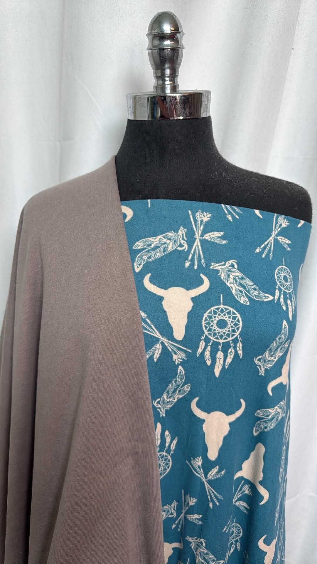 BLUE SOUTHWEST BUNDLE : 2YD Blue Southwest DBP & 3YD Peached-Face Sweatshirt Fleece : A30607