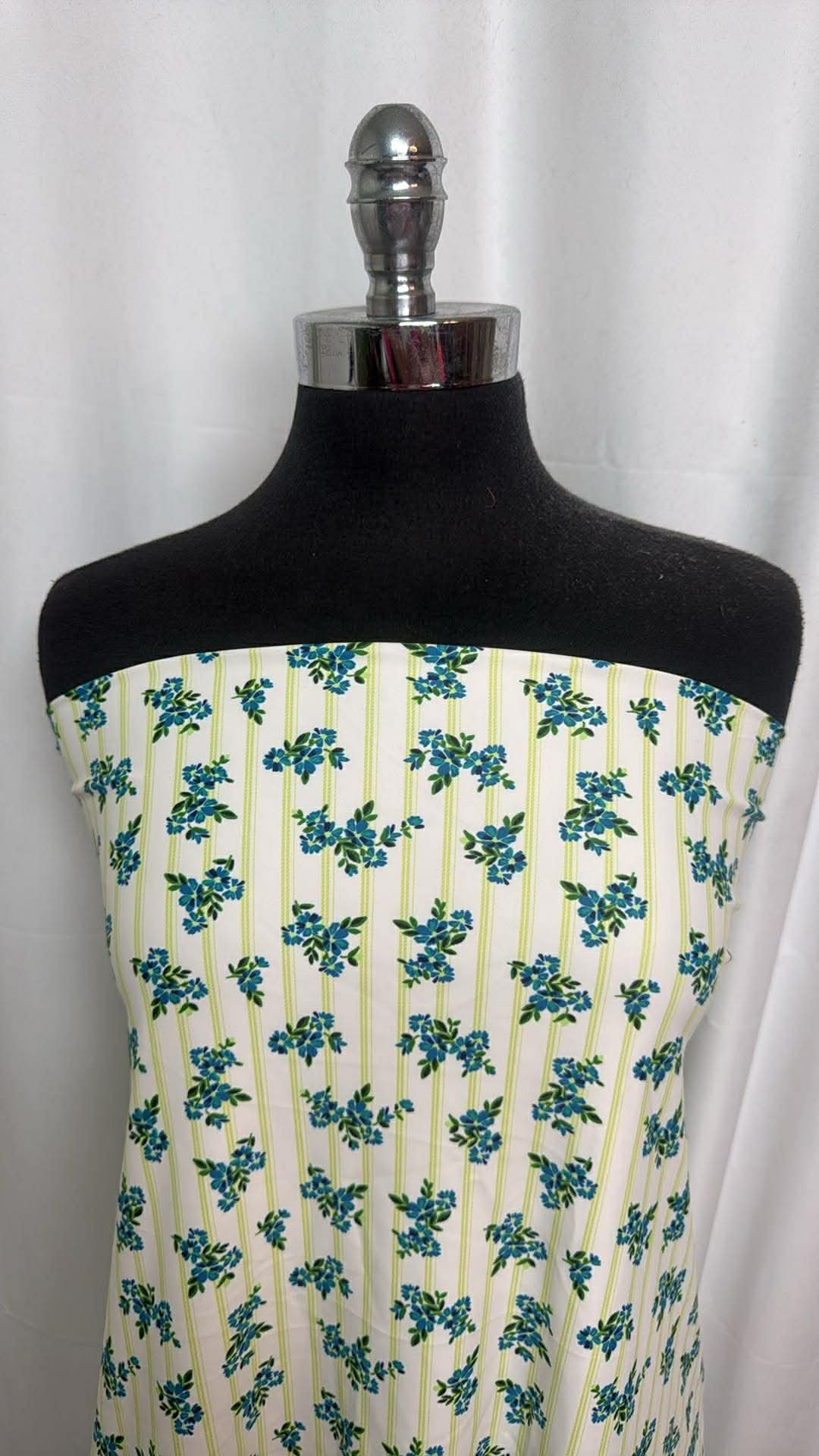 Pinstripe Floral - Designer Nylon/Spandex Swim - 1 Yard Cut