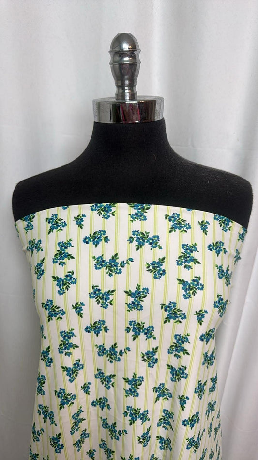 Pinstripe Floral - Designer Nylon/Spandex Swim - 1 Yard Cut