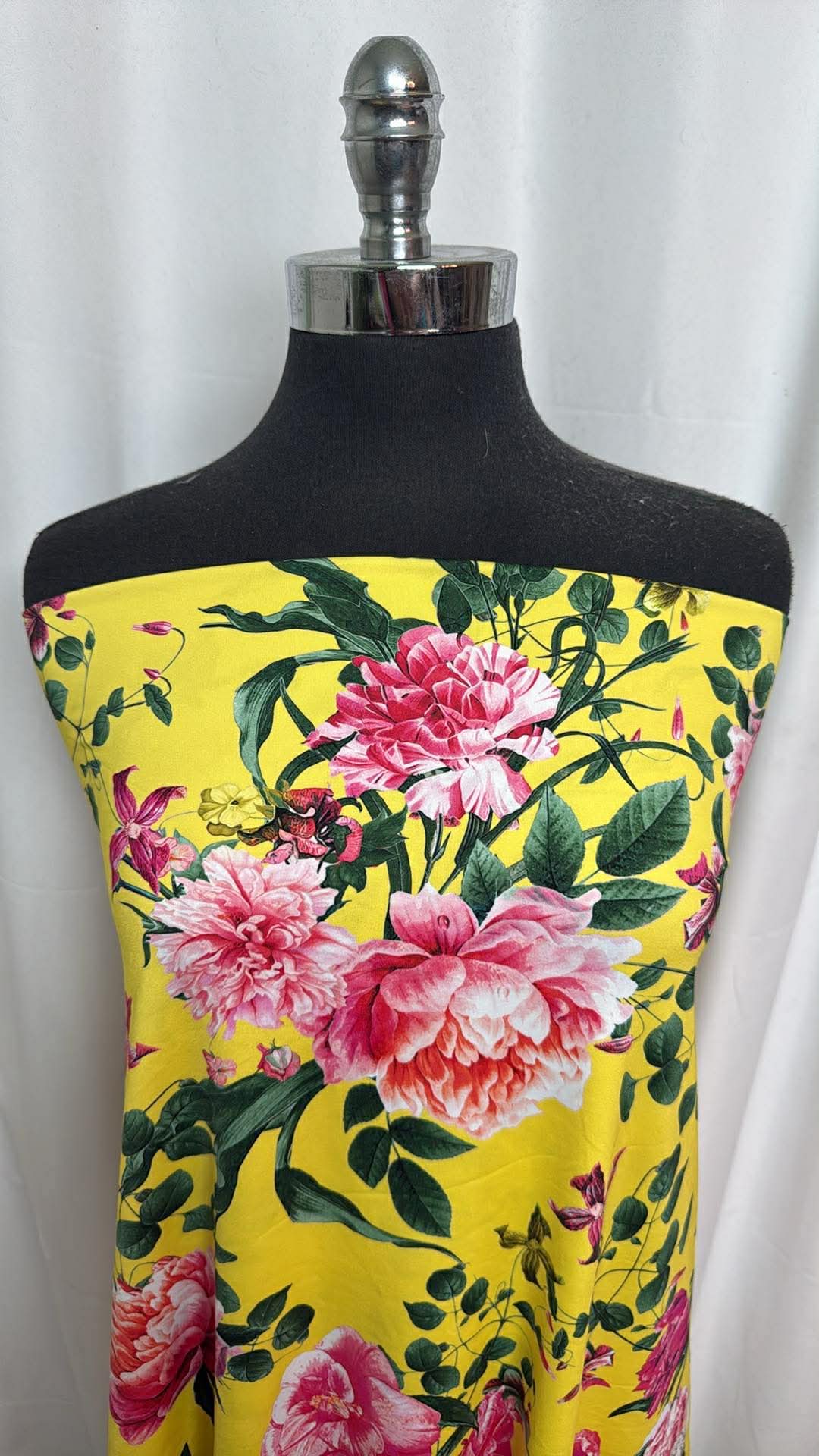 Yellow/Pink Floral - Designer Nylon/Spandex Swim - 2 Yard Cut