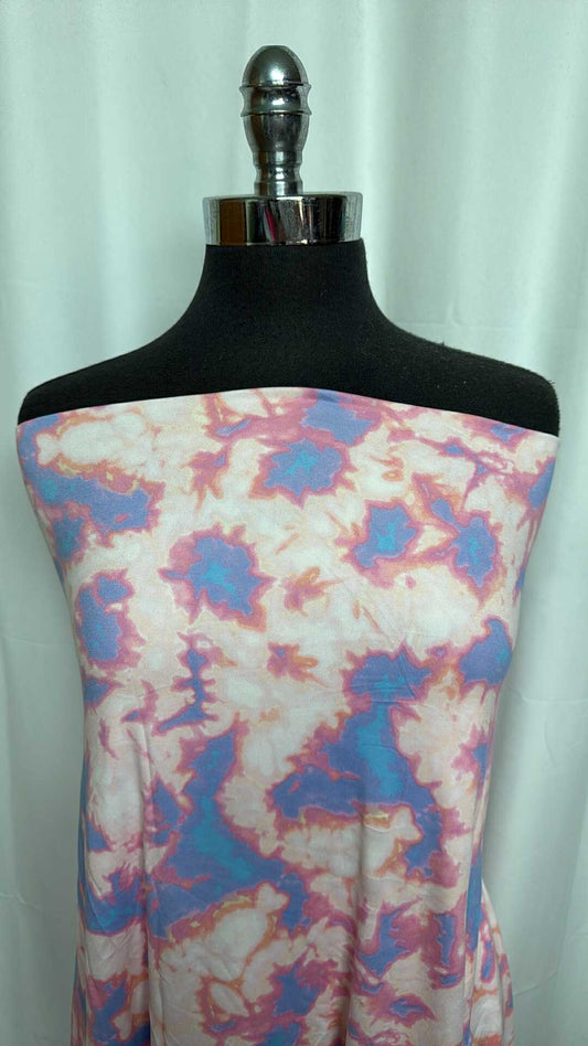 Blue/Pink Tie Dye - Double Brushed Poly Spandex - 2 Yard Cut