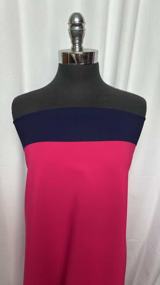 Fuchsia/Navy - 2-Faced Bonded Italian Polyamide/Elastane - 2 Yard Cut