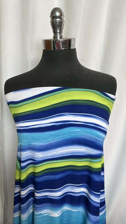 Blue/Green Stripe - ITY - 3 Yard Cut