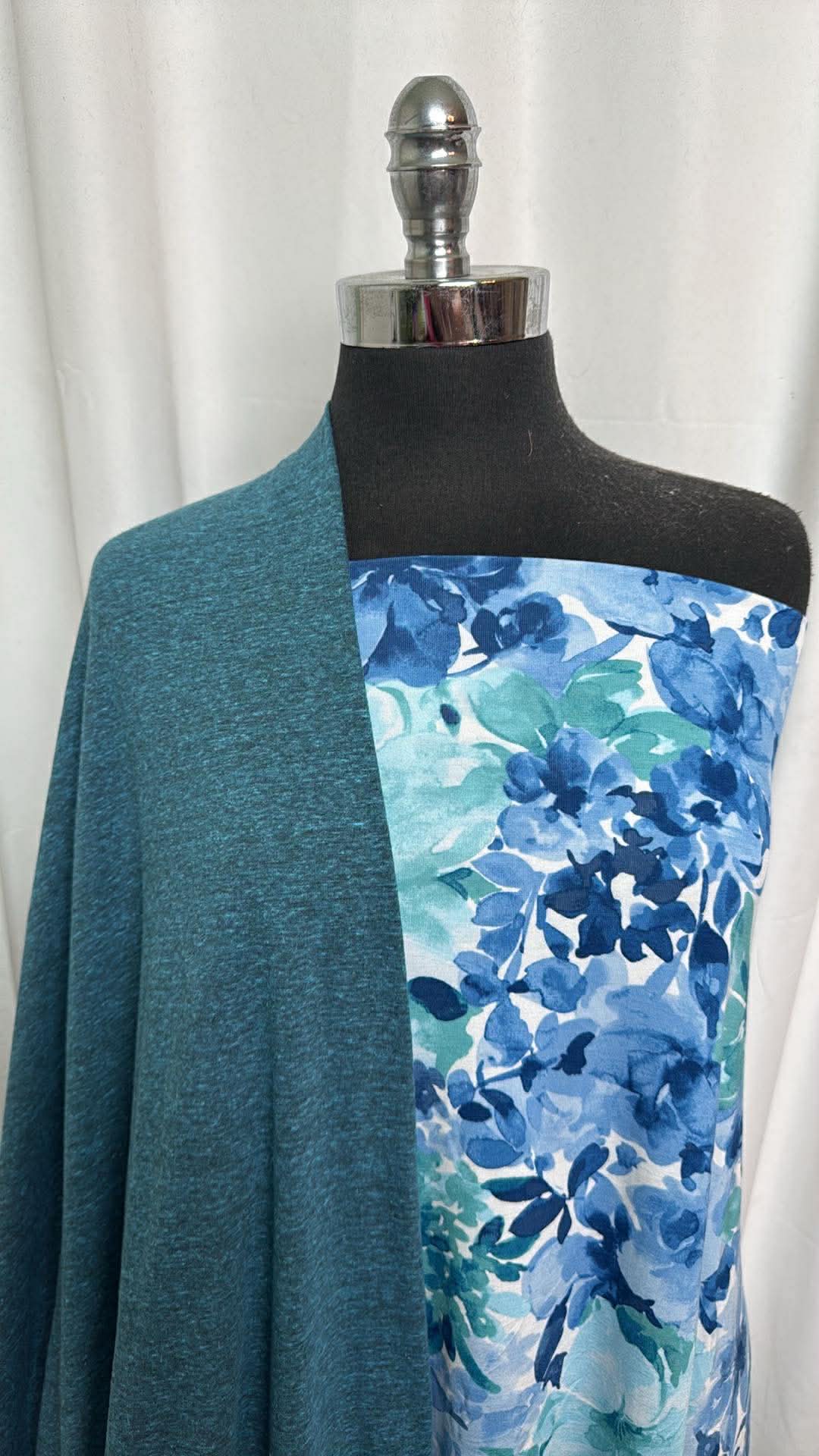 TEAL/BLUE FLORAL BUNDLE : 2YD Teal/Blue Floral Modal & 2YD Teal C/P Jersey : A30141