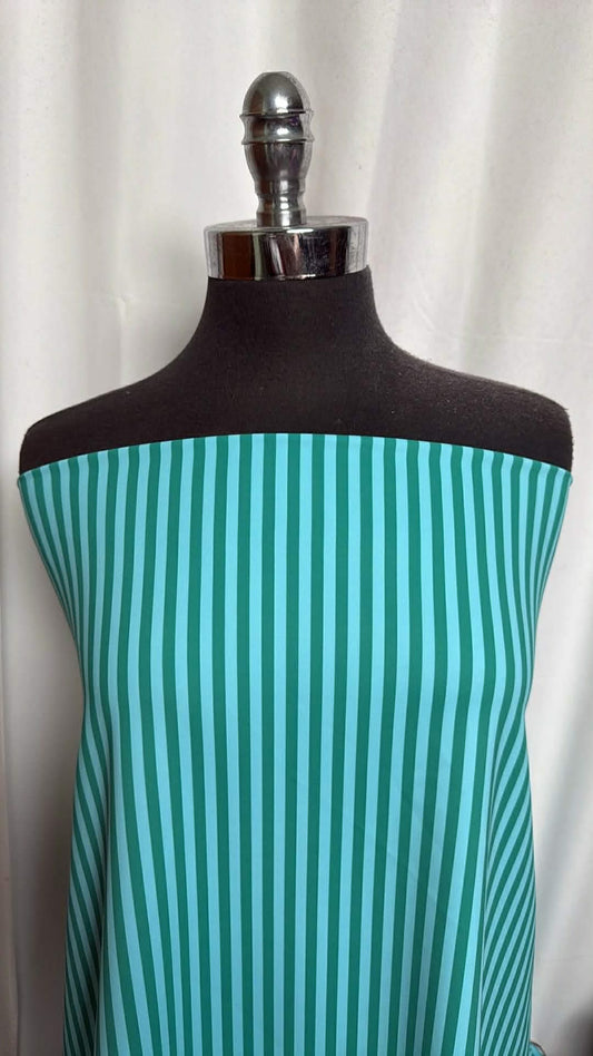 Teal Stripe - Poly/Spandex Performance - 2 Yard Cut