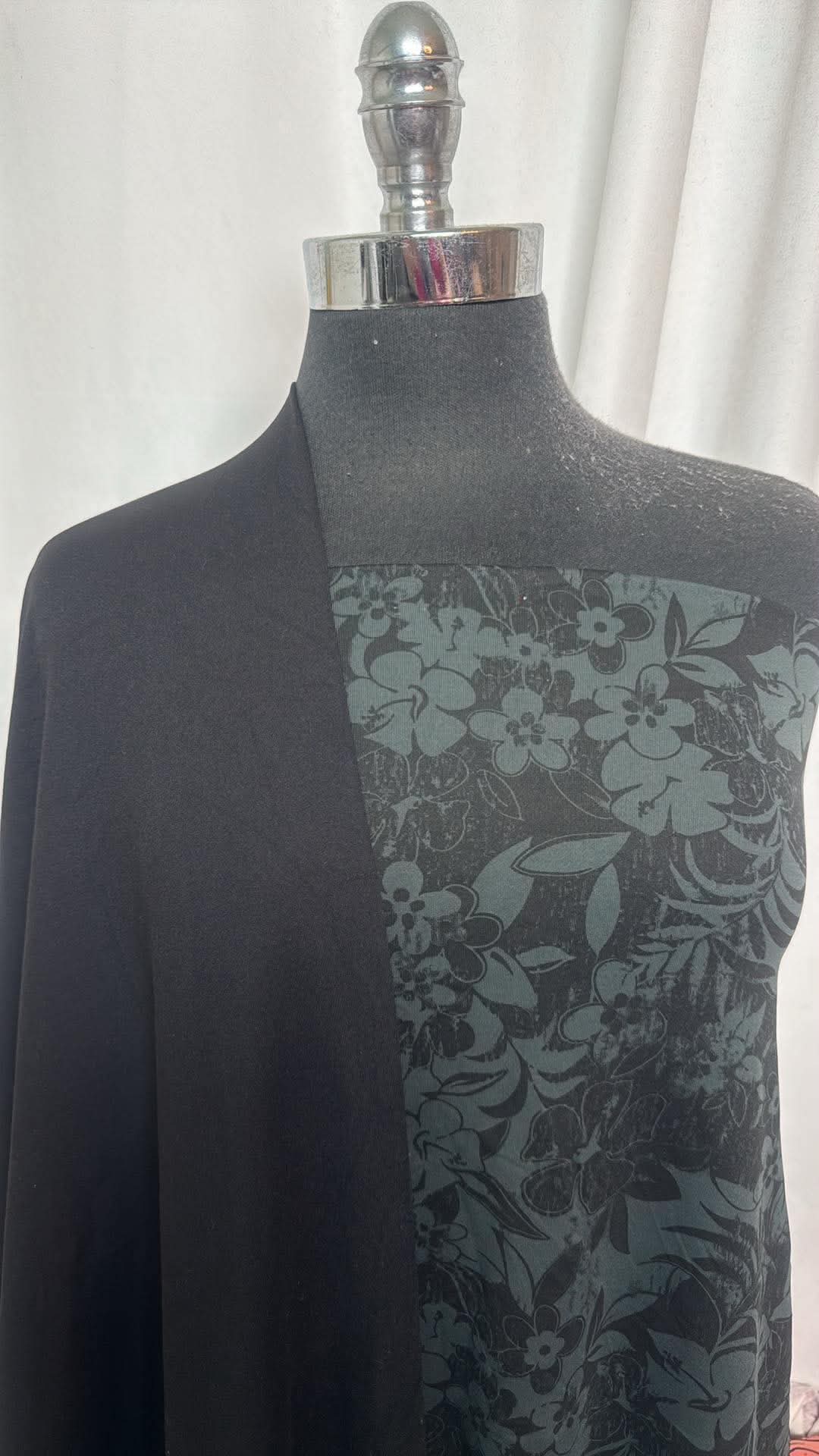 BLACK/GREEN FLORAL BUNDLE : 2YD Green/Black Floral Yoga PF & 2YD Black Lightly-Brushed PF : A30866